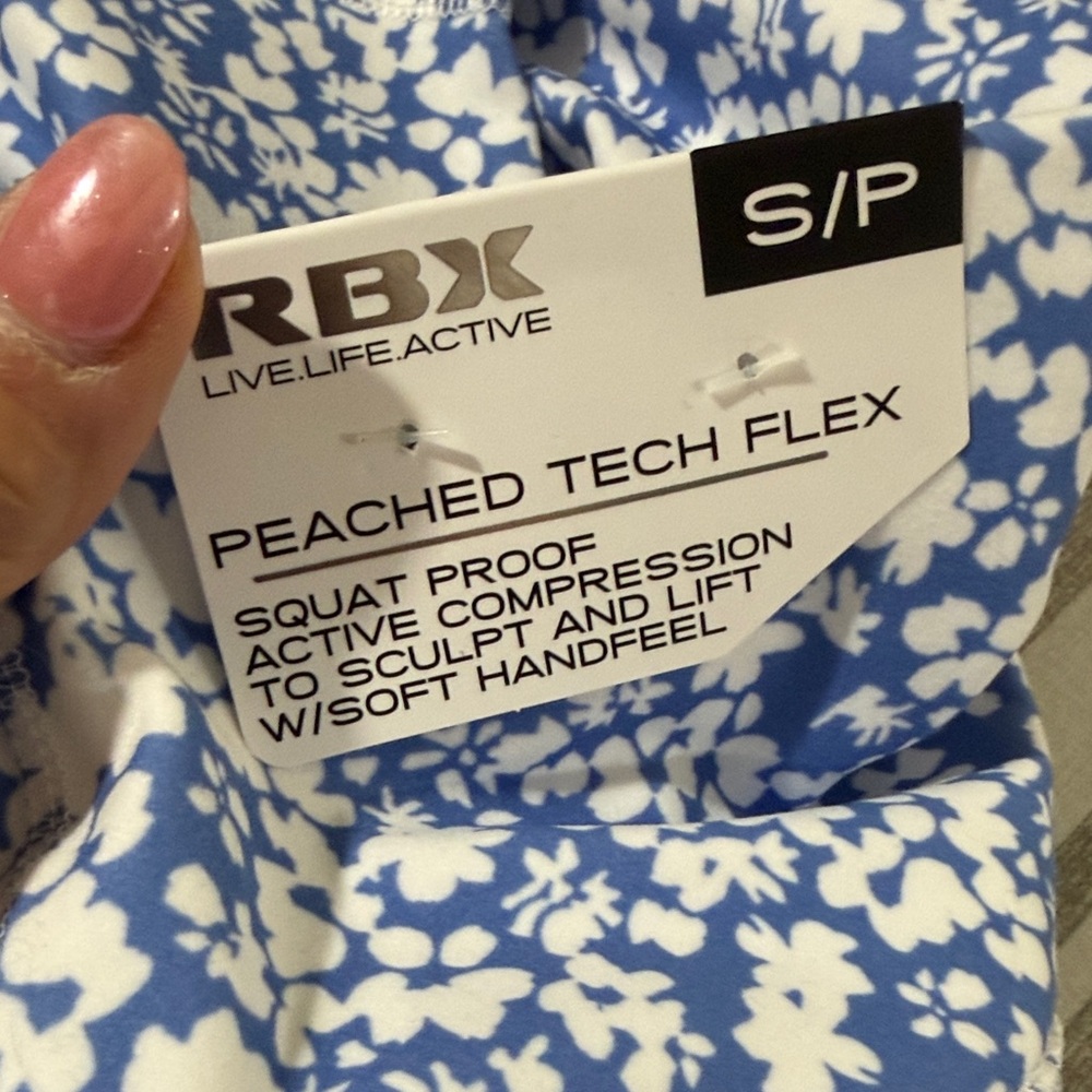 RBX Blue and White Floral Leggings - Picture 14 of 16
